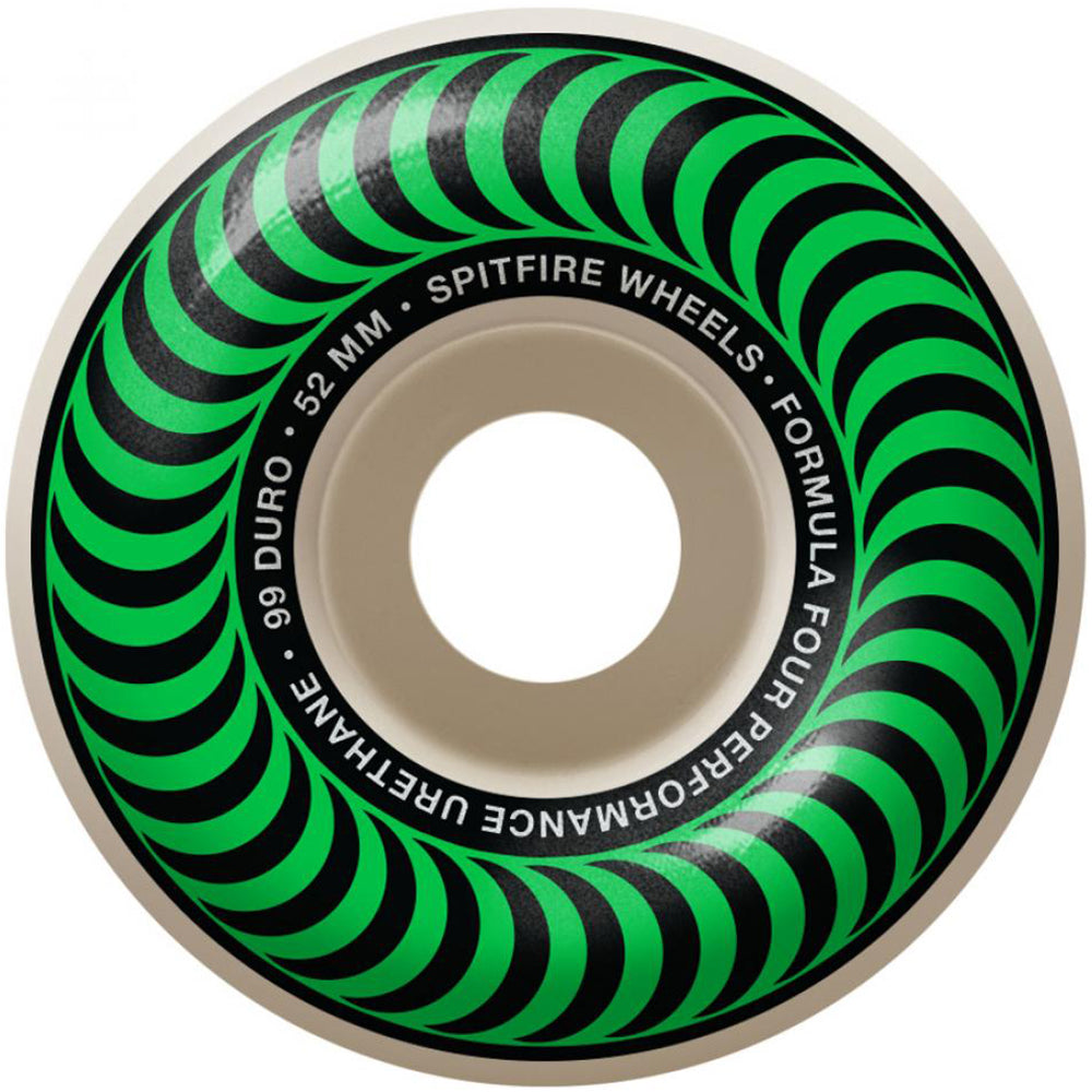 Spitfire Formula Four Classics Green 99du Skateboard Wheels 52mm