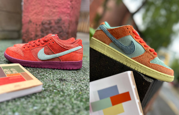 The Nike SB Dunk Low Premium 'Noise Aqua' and 'Mystic Red'