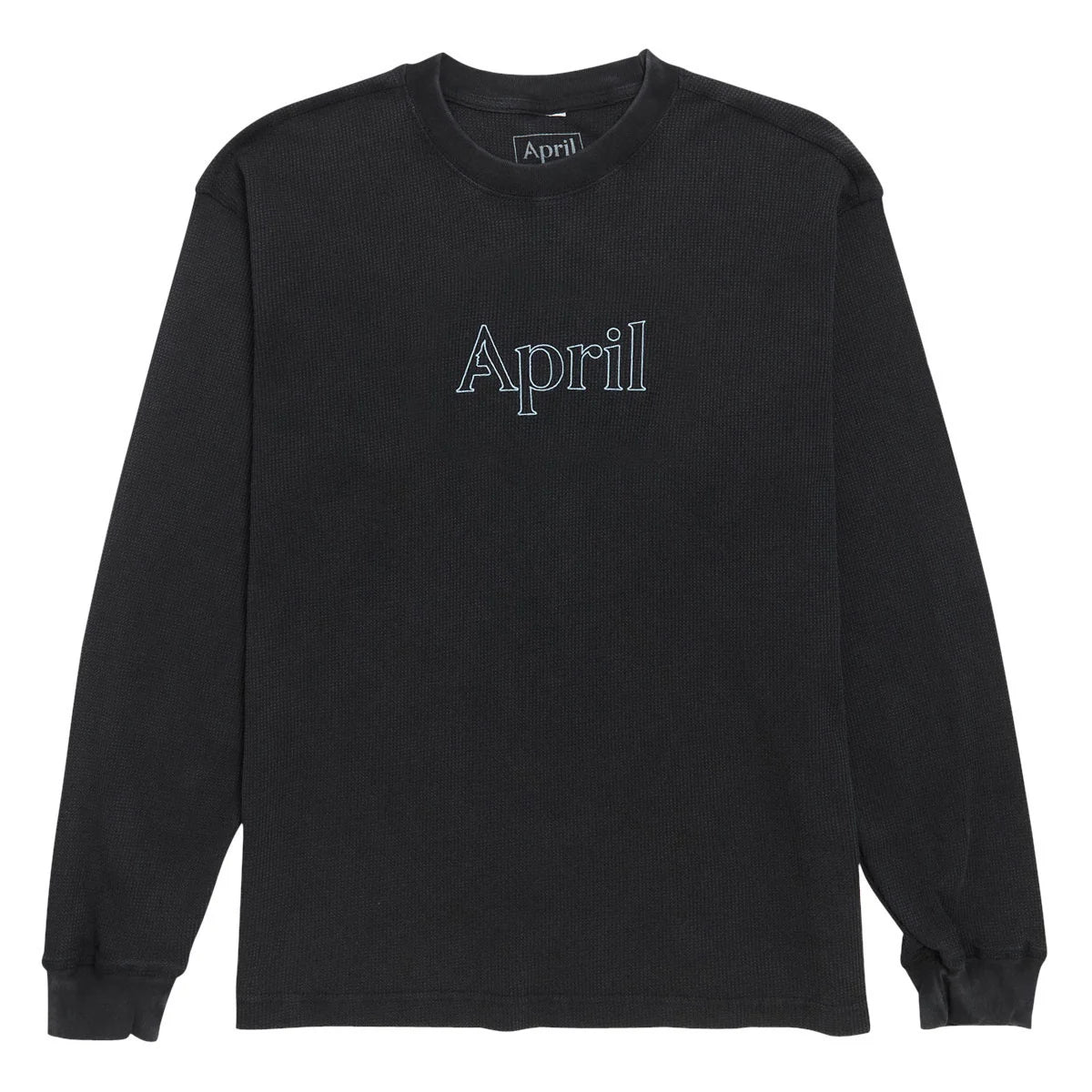 April Embroidered Thermal Longsleeve Tee Black