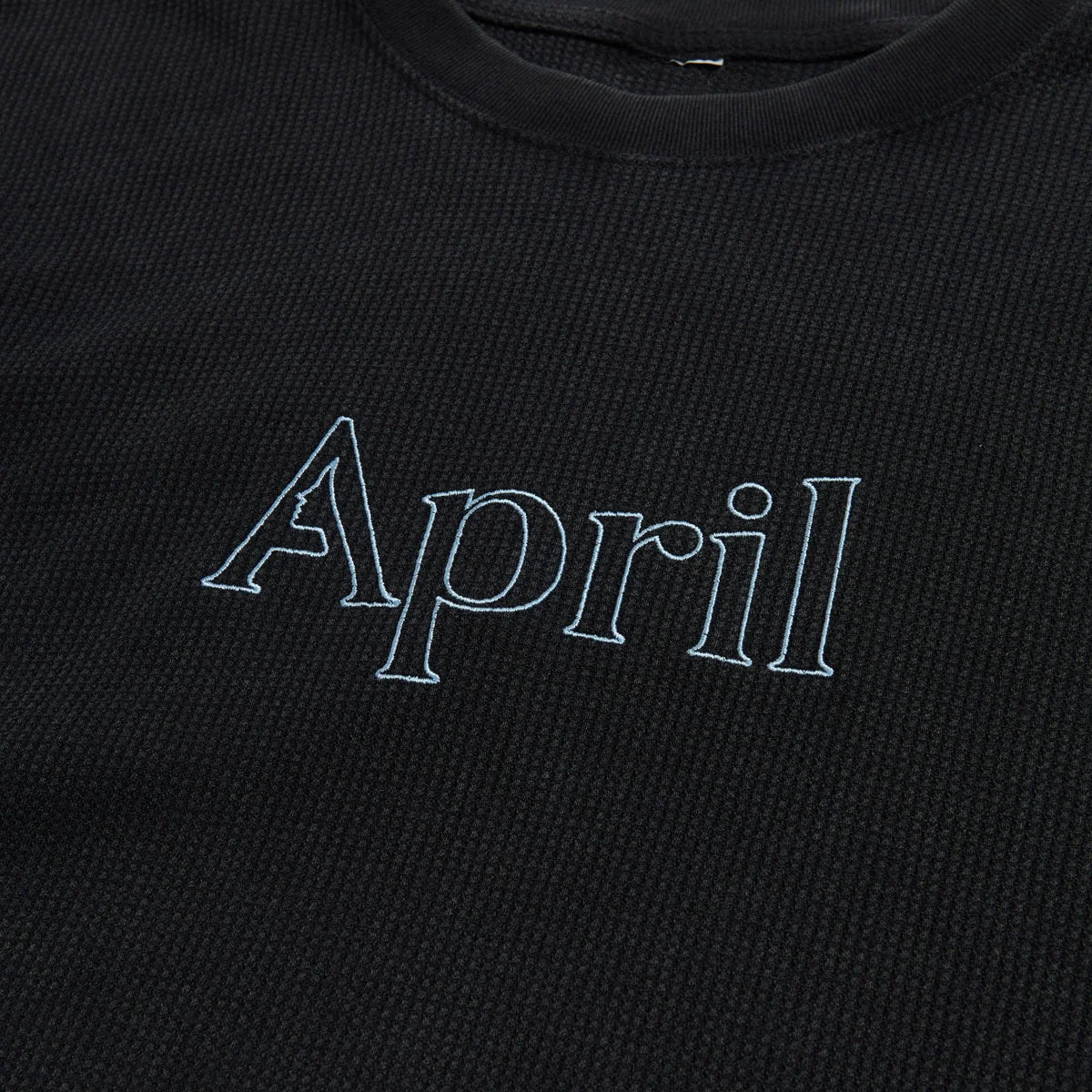 April Embroidered Thermal Longsleeve Tee Black