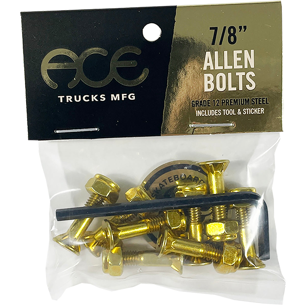 Ace Skateboard Bolts Allen Gold ⅞"