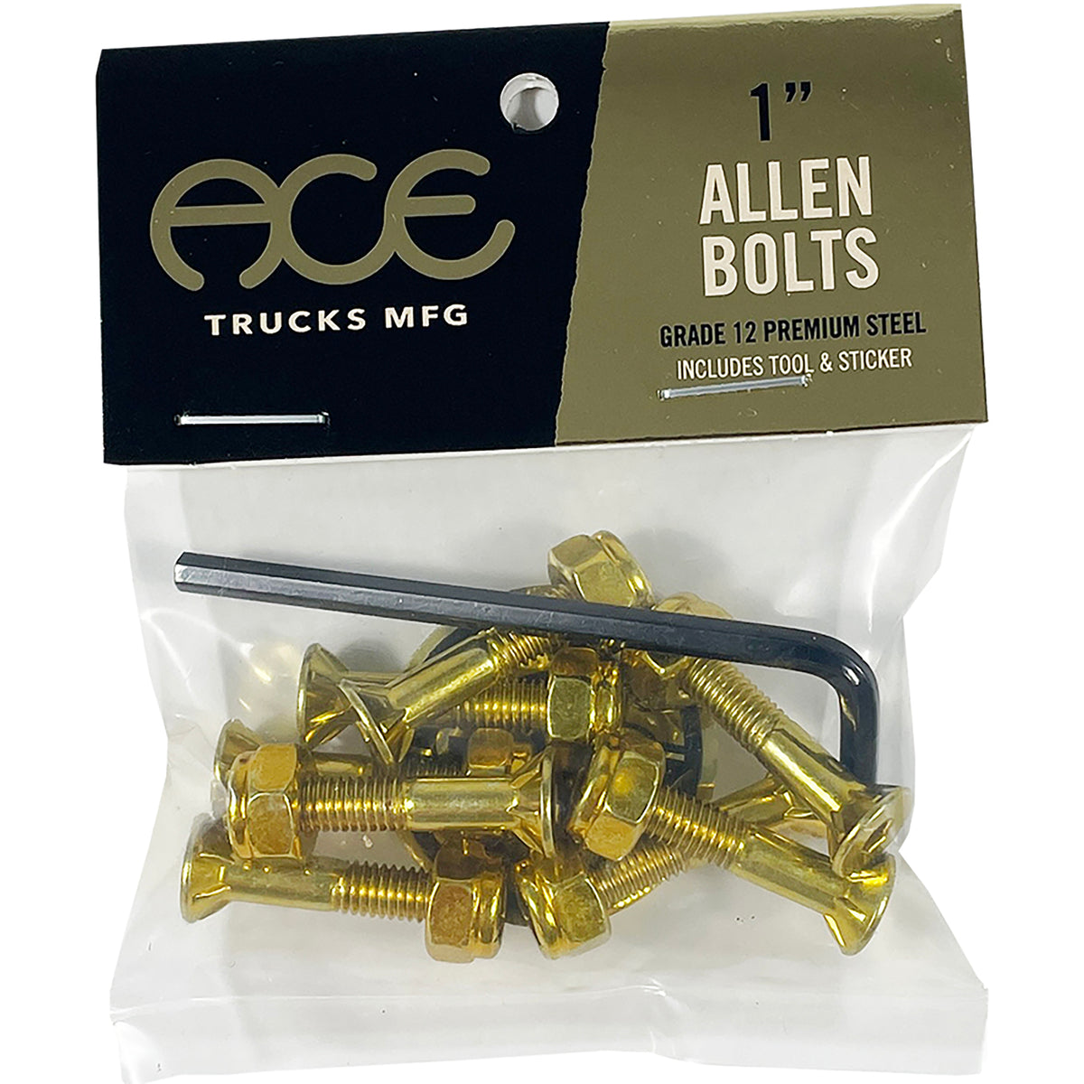 Ace Skateboard Bolts Allen Gold 1"