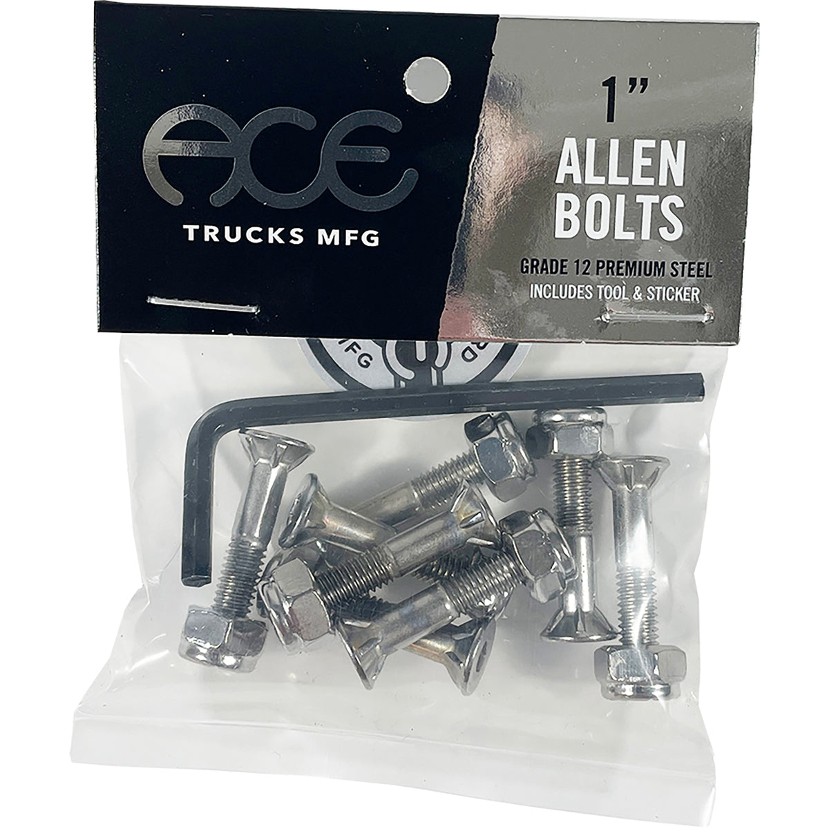 Ace Skateboard Bolts Allen Silver 1"