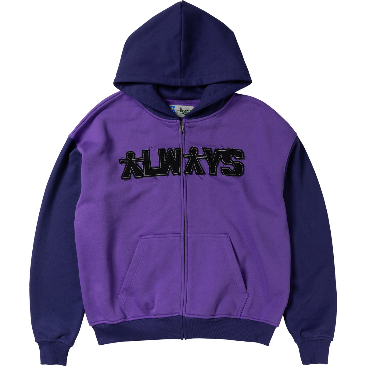 Always Do What You Should Do Human Applique Zip Up Hoodie Purple