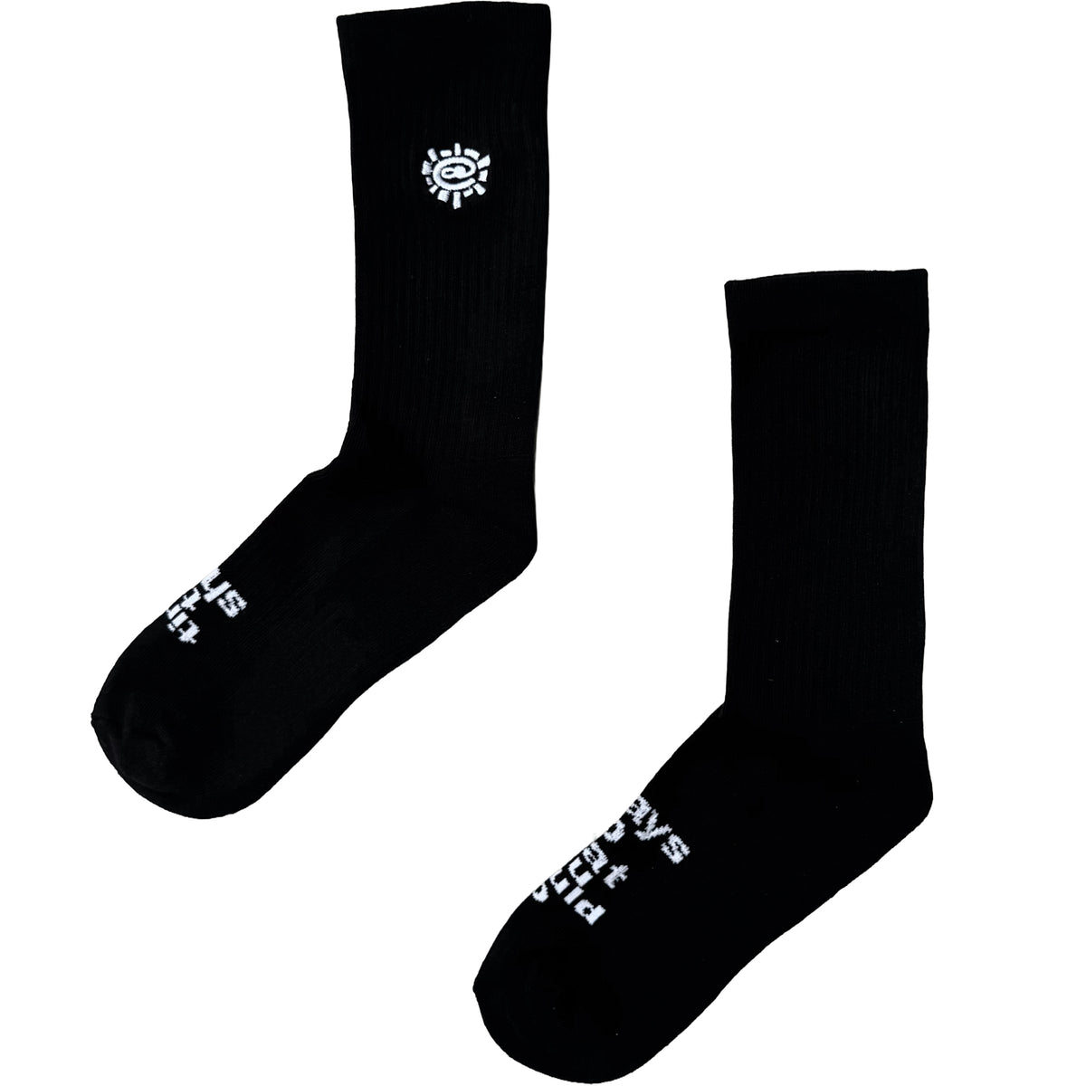 Always Do What You Should Do Mini Embroided @sun Sock Black