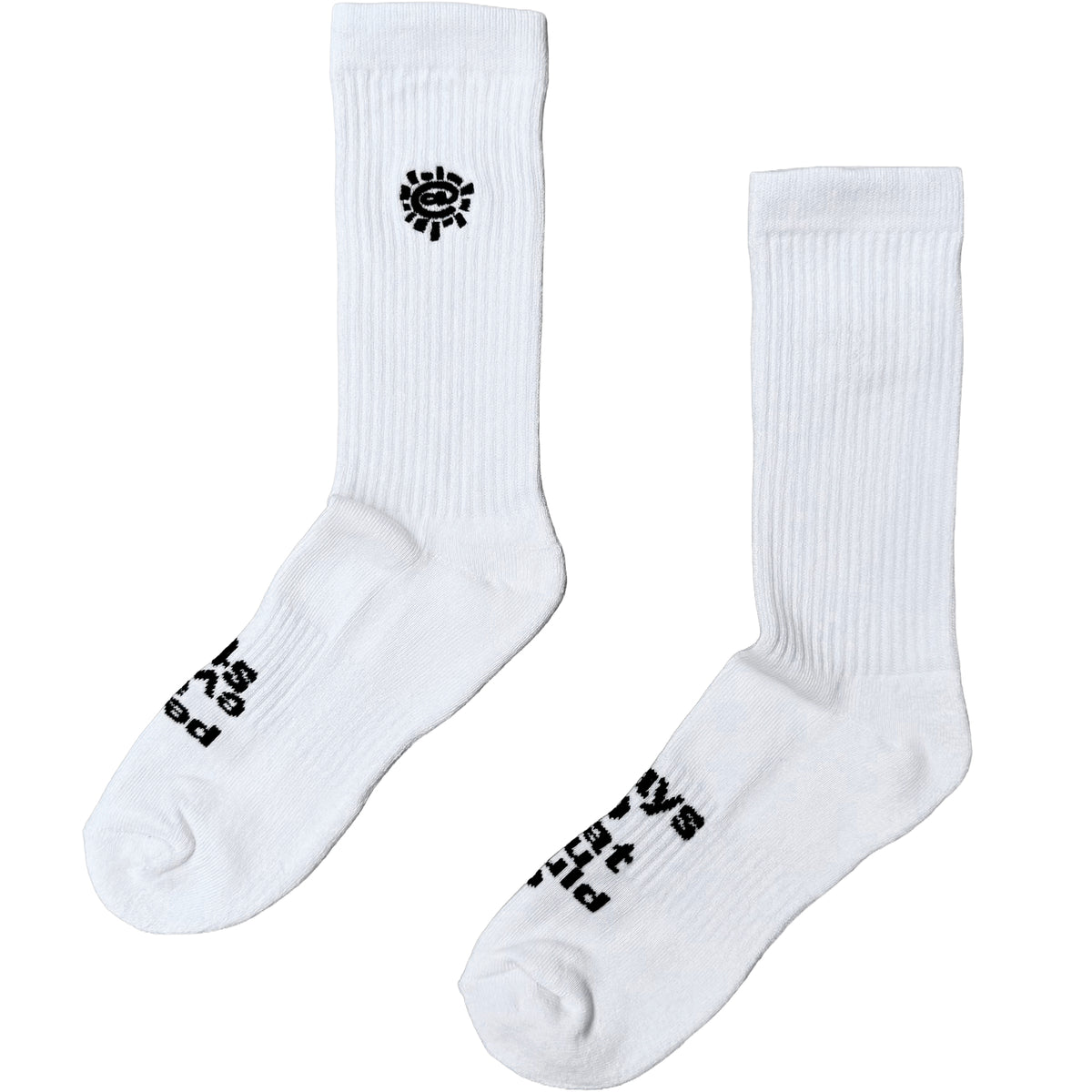 Always Do What You Should Do Mini Embroided @sun Sock White