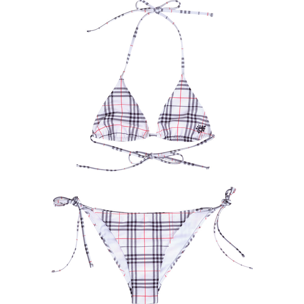 Always Do What You Should Do Plaid Bikini Pink/White