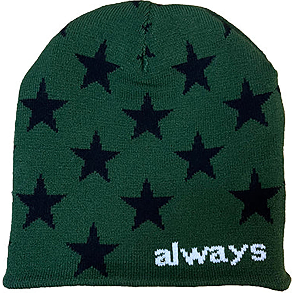 Always Do What You Should Do Reversible @sun Skull Beanie Forest Green