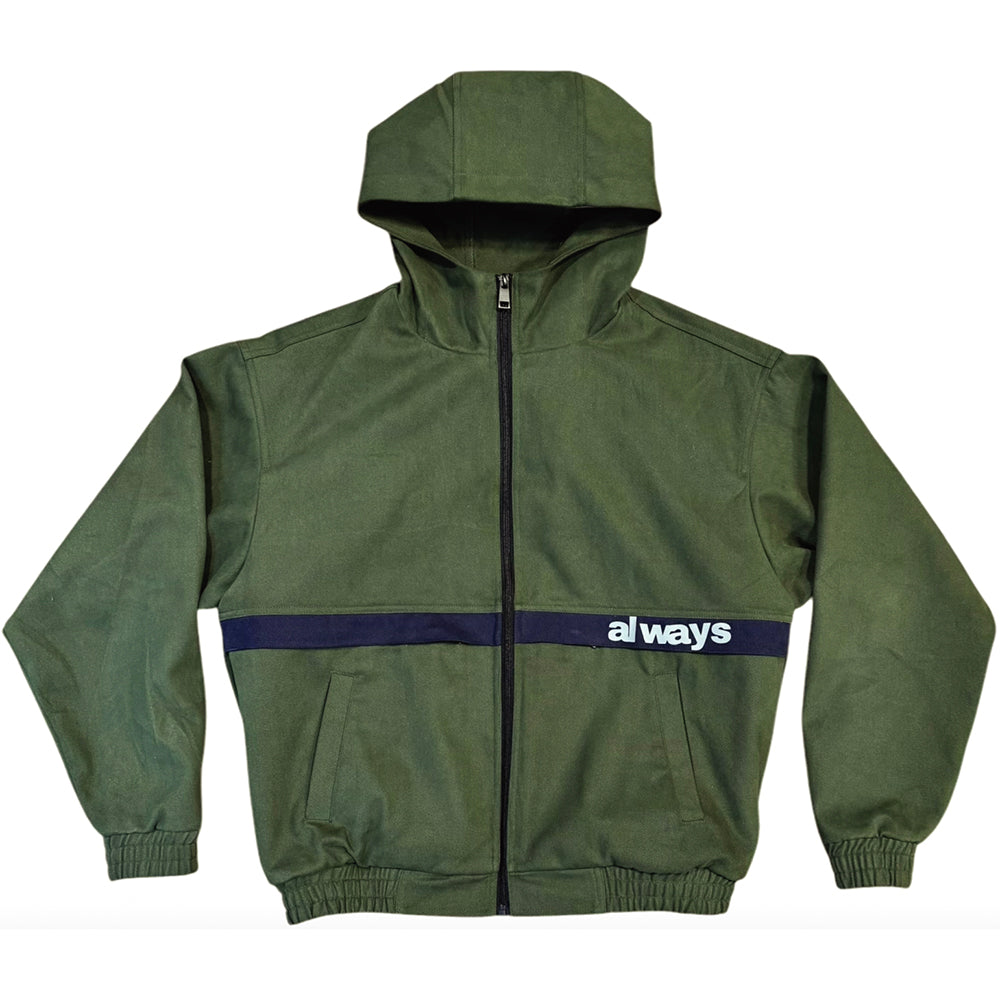 Always Do What You Should Do Two Tone Canvas Bomber Jacket Green