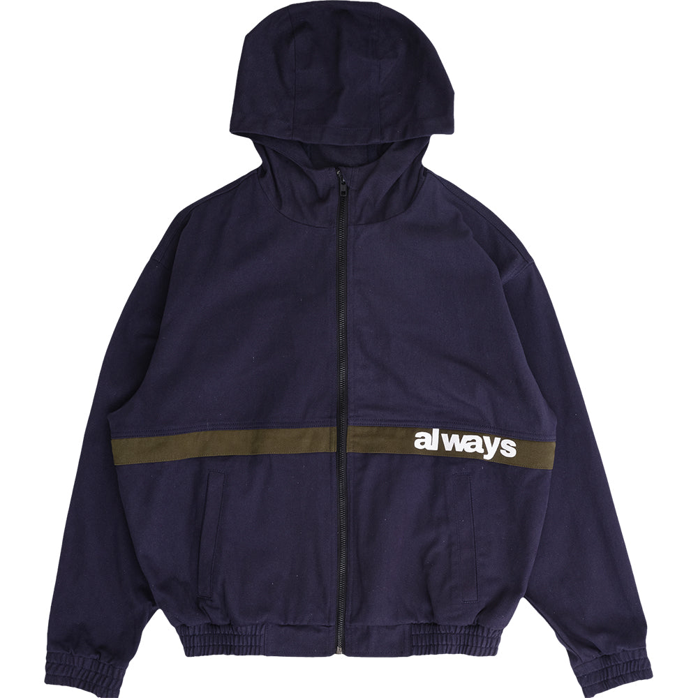 Always Do What You Should Do Two Tone Canvas Bomber Jacket Navy
