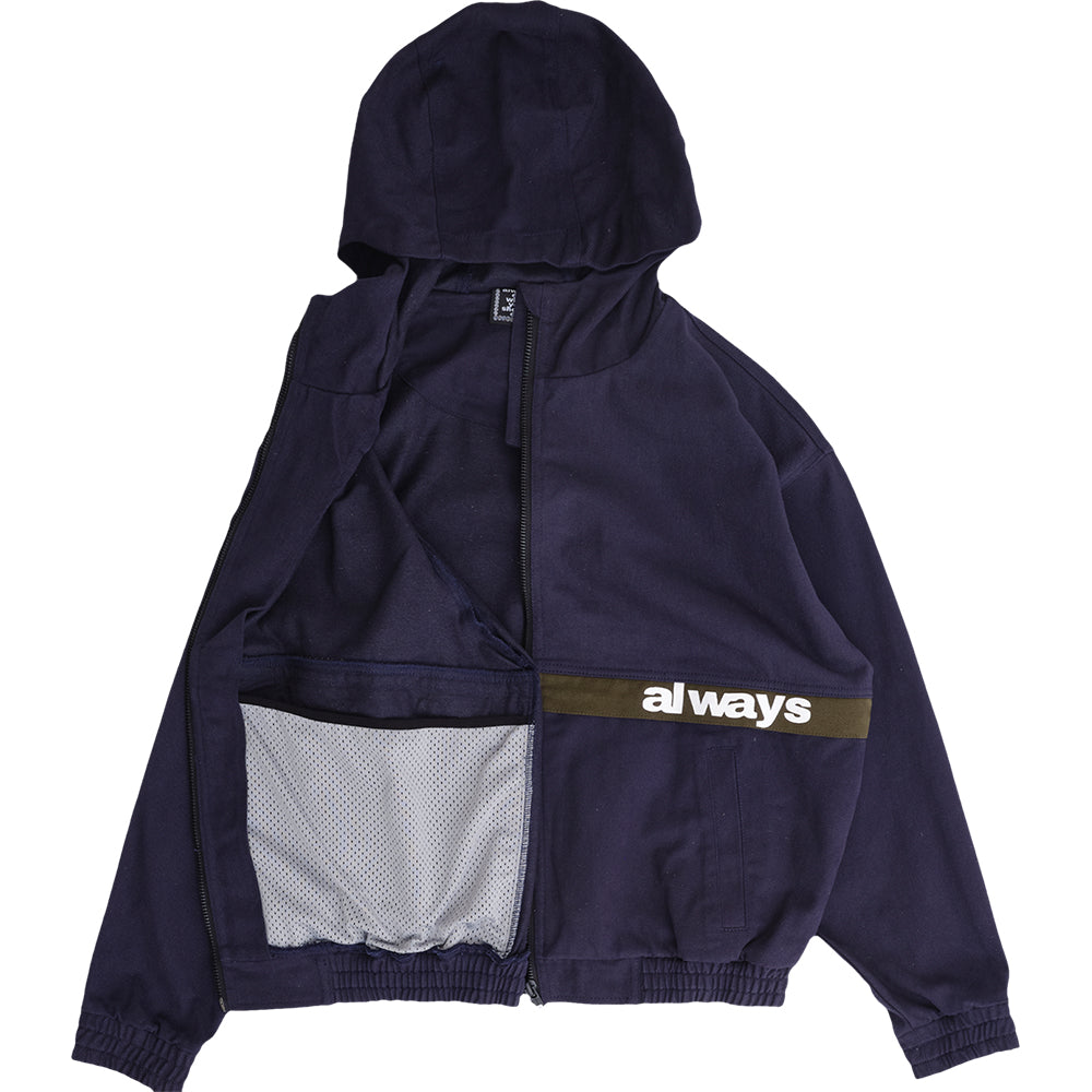 Always Do What You Should Do Two Tone Canvas Bomber Jacket Navy