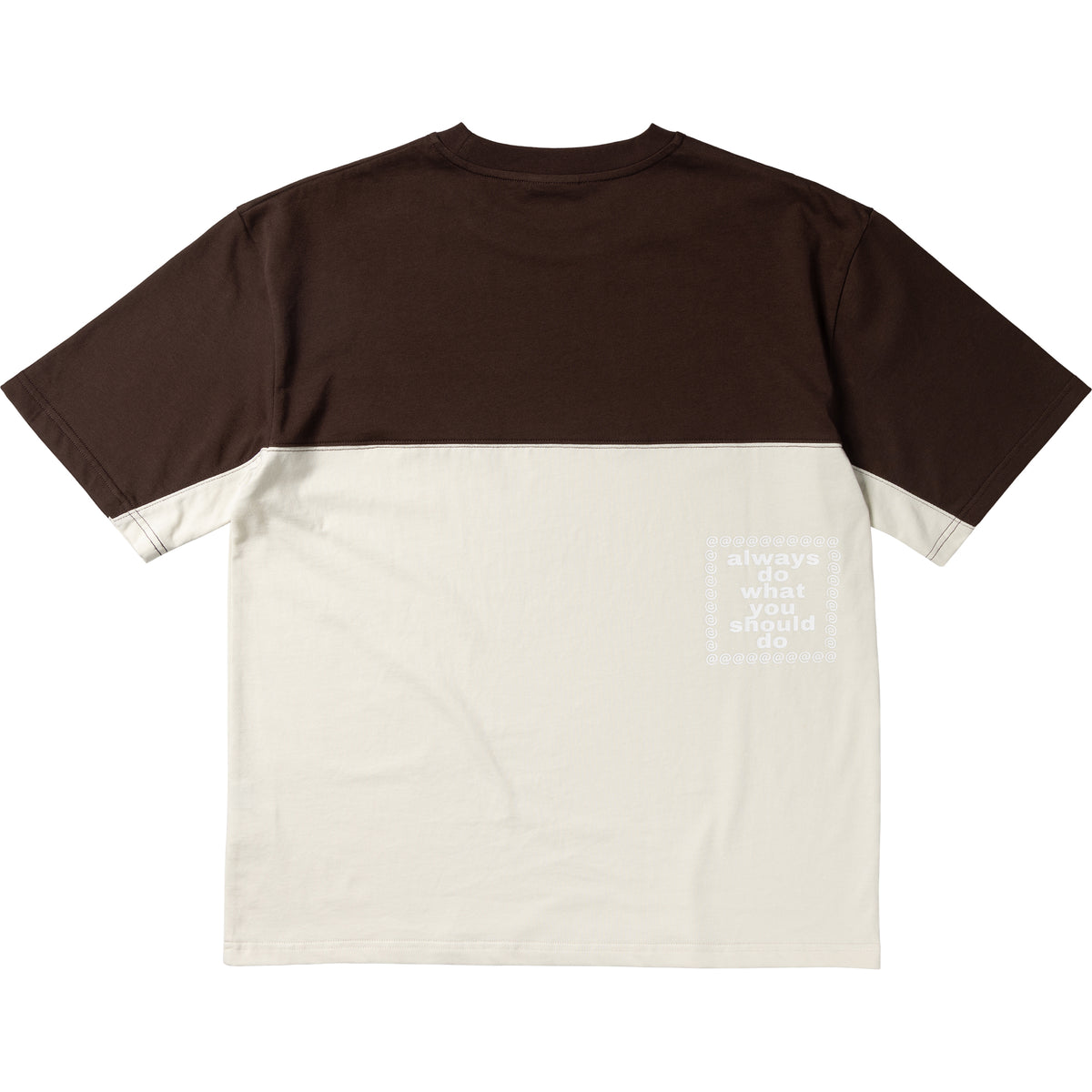 Always Do What You Should Do Waza Panelled T Shirt Cream/Brown