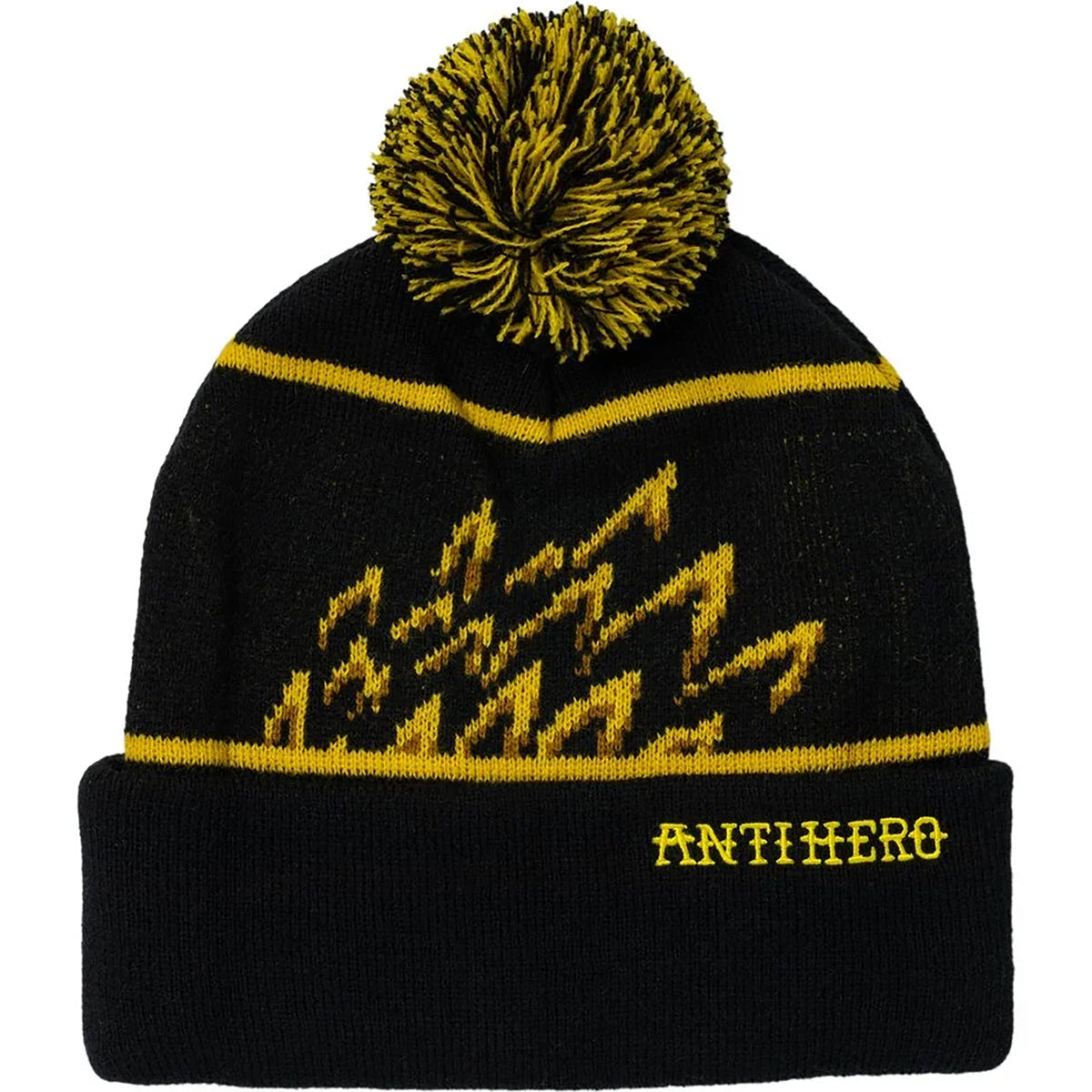 Antihero Eagle Pom Beanie Black/Yellow