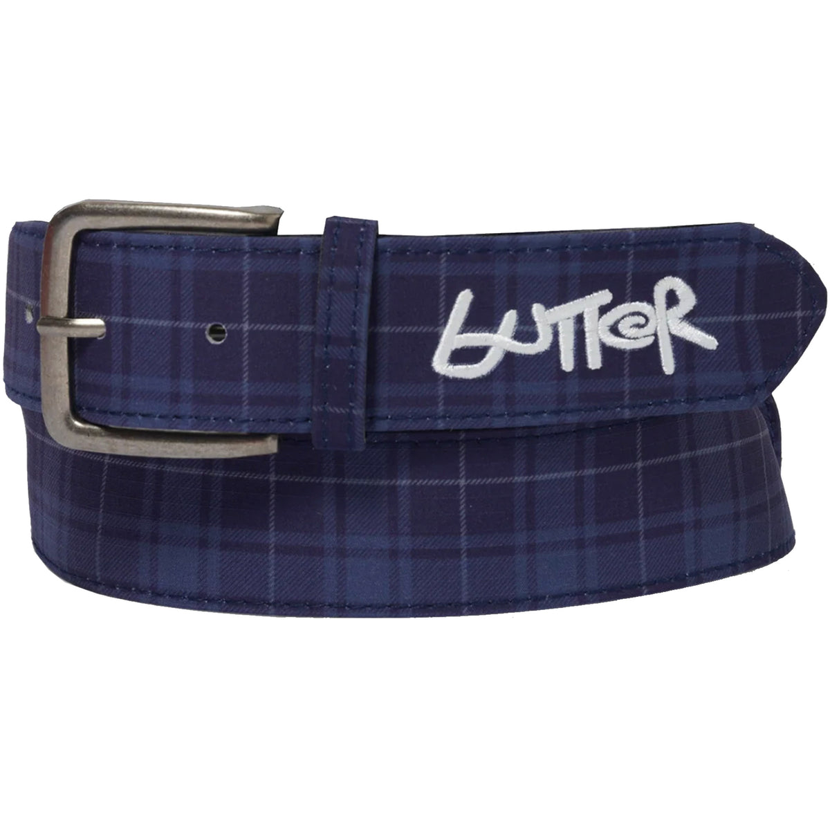 Butter Goods Plaid Belt Navy