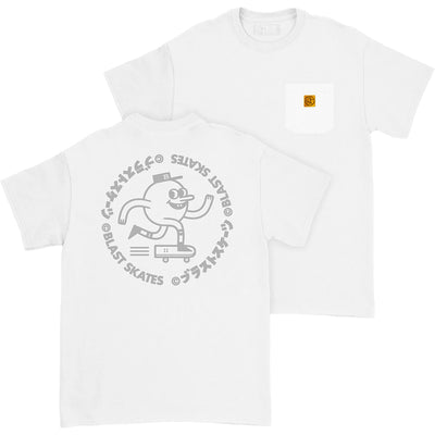 Blast Skates Golden Label Pocket Tee White