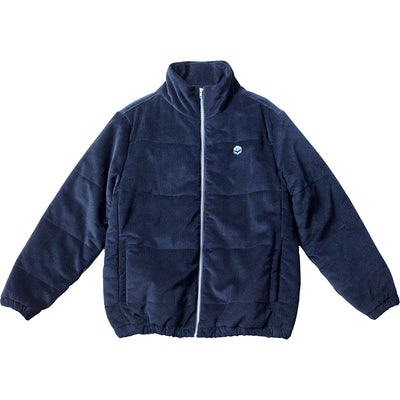 Blue Flowers Ablaze Puffer Jacket Navy Blue