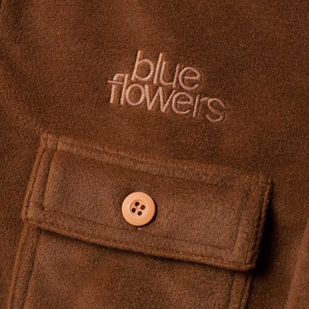 Blue Flowers Spectral Fleece Shirt Brown