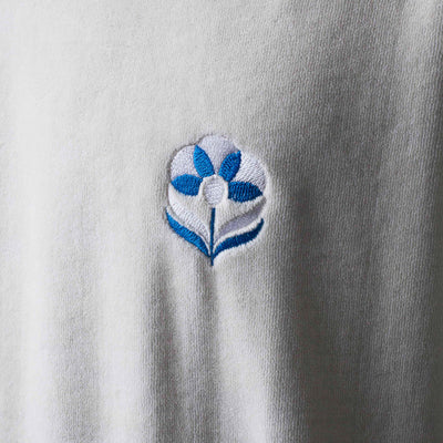 Blue Flowers Velour T Shirt Antique White