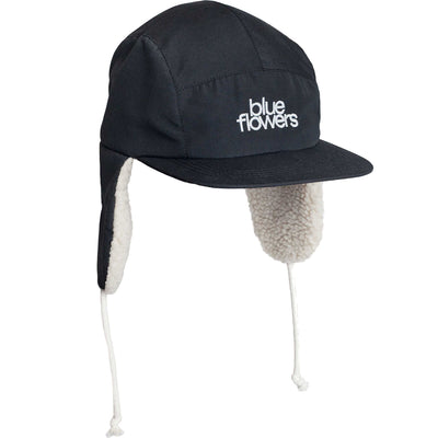 Blue Flowers Witness Ear Flap Hat Black