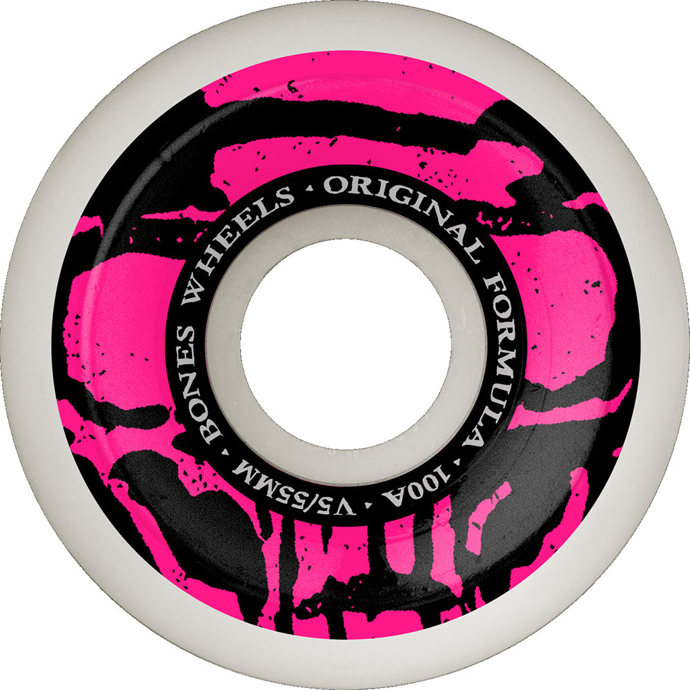 Bones Mummy Skulls OG Formula 100A V5 Sidecut Skateboard Wheels White 55mm