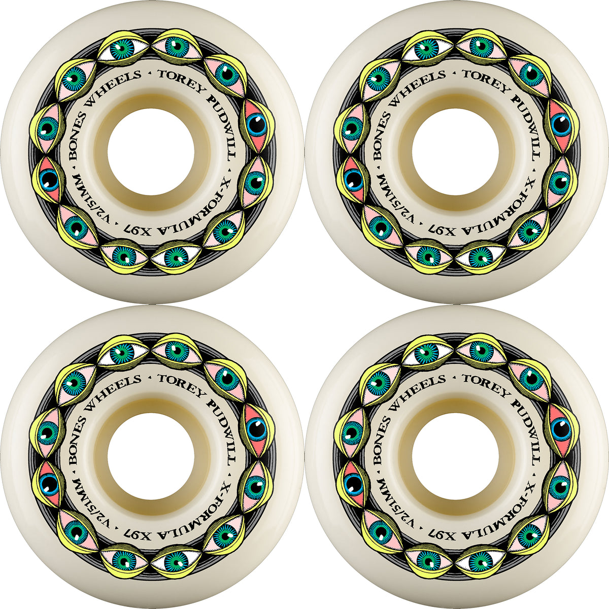 Bones Torey Pudwill Frying Eyes X-Formula V2 Locks X97 Skateboard Wheels 51mm