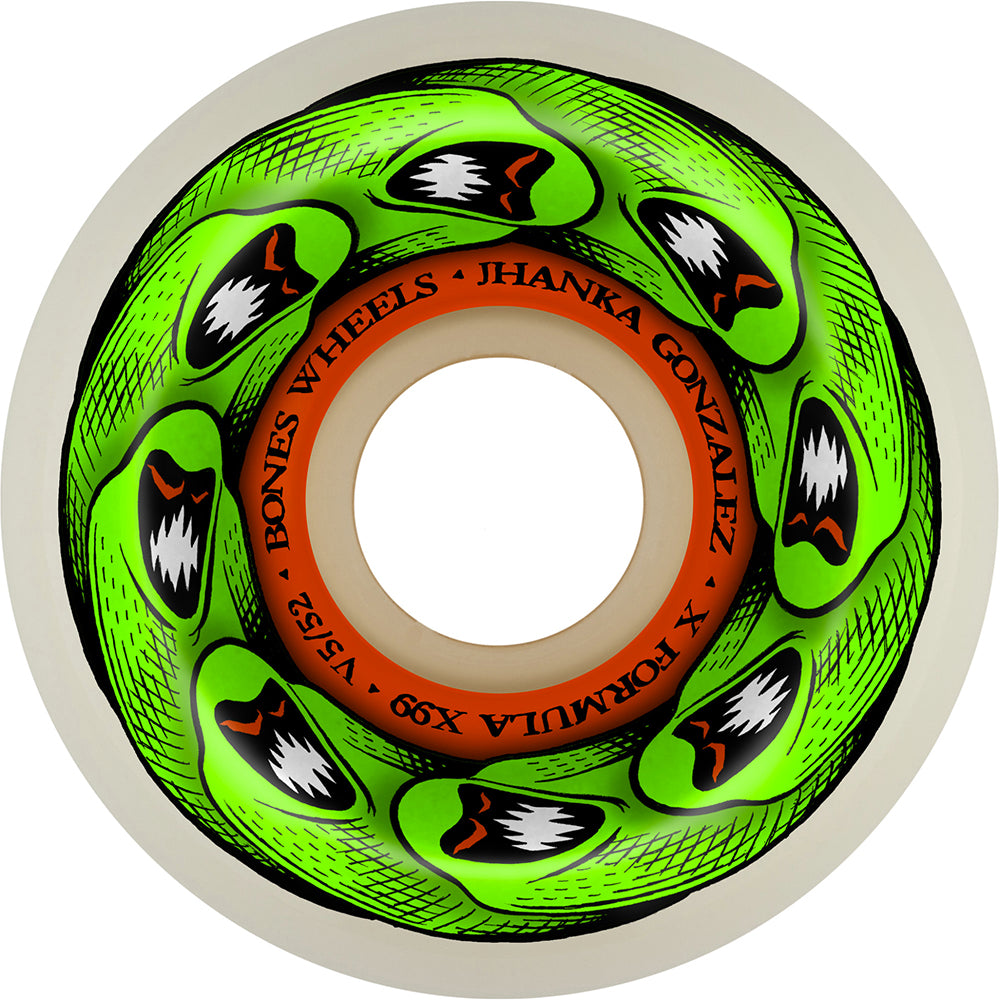 Bones X-Formula Jhanka Gonzalez Monito & Mat V5 Sidecut 99A Skateboard Wheels 52mm