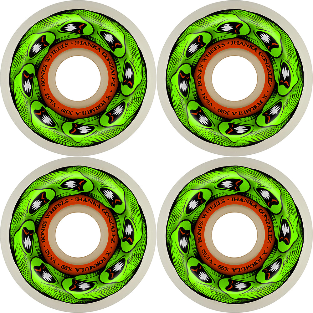 Bones X-Formula Jhanka Gonzalez Monito & Mat V5 Sidecut 99A Skateboard Wheels 52mm