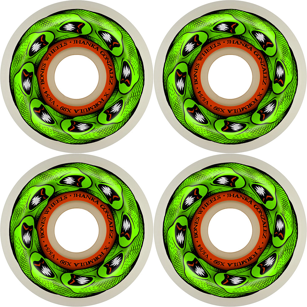 Bones X-Formula Jhanka Gonzalez Monito & Mat V5 Sidecut 99A Skateboard Wheels 54mm