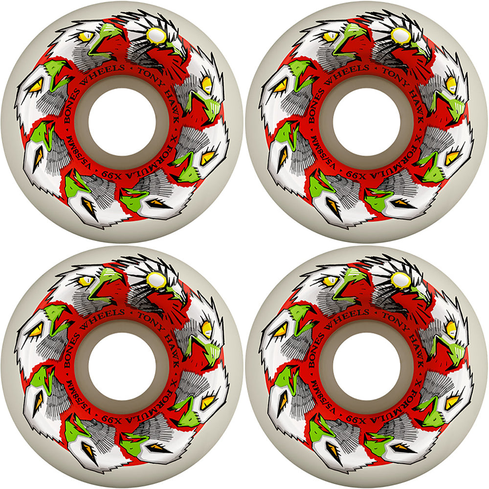 Bones X-Formula Tony Hawk Animation V5 Sidecut 99A Skateboard Wheels 58mm