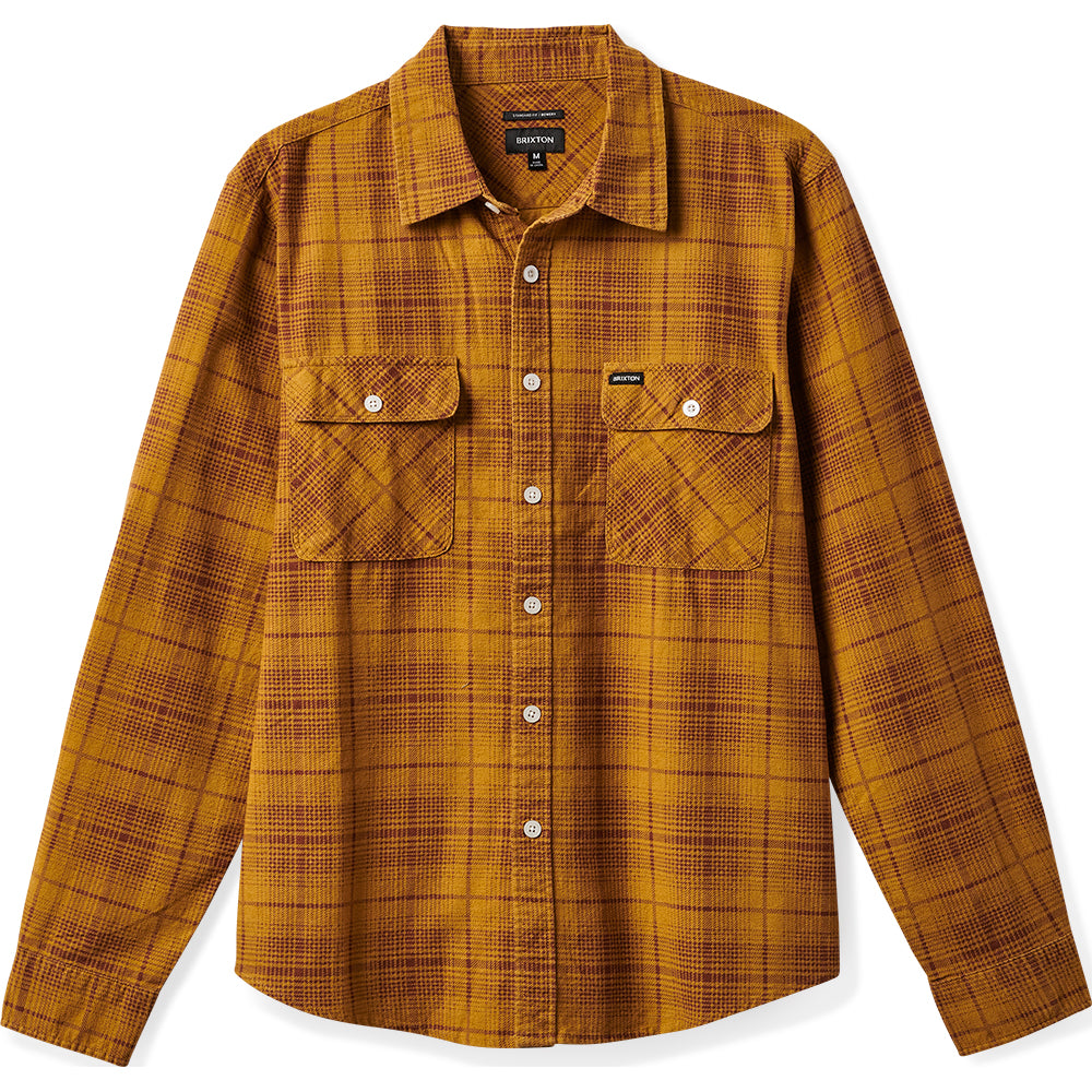 Brixton Bowery Summer Weight Woven Mustard/Brown/Red Brown