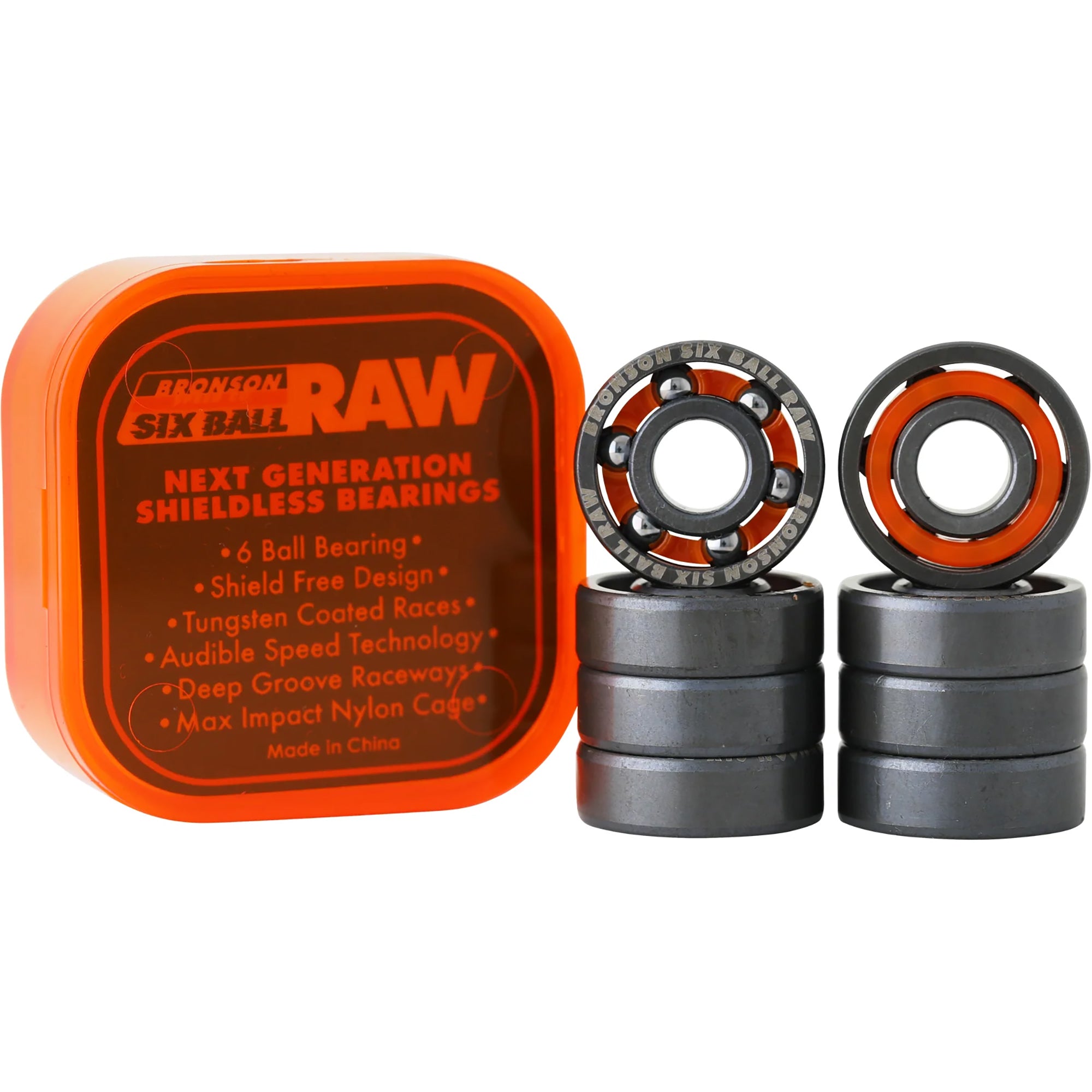 Bronson Speed Co Six Ball Raw Skateboard Bearings