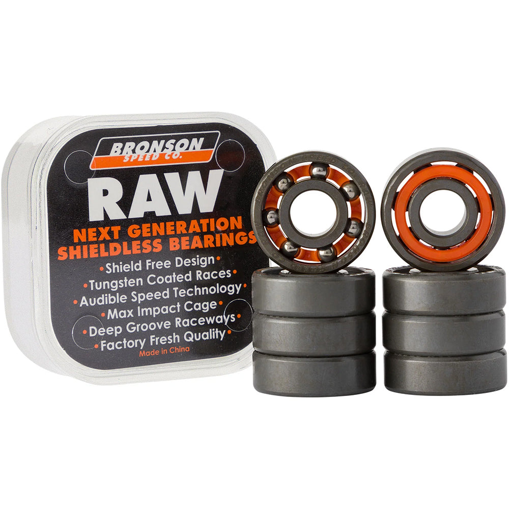 Bronson Speed Co Raw Shieldless Skateboard Bearings