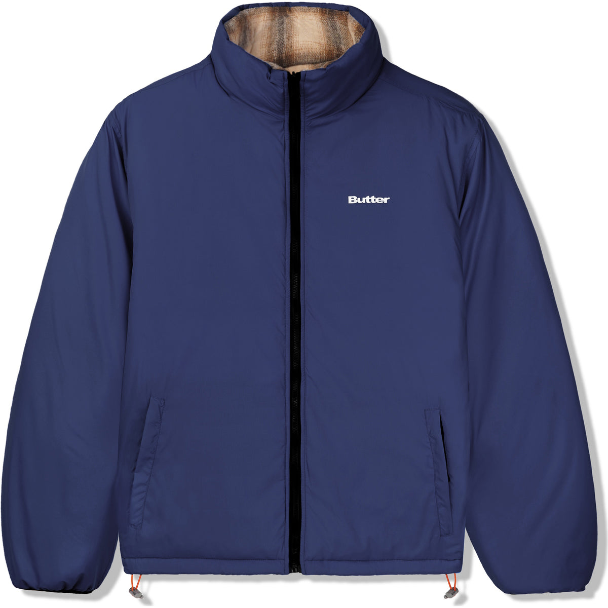 Butter Goods Reversible Plaid Puffer Jacket Brown/Navy