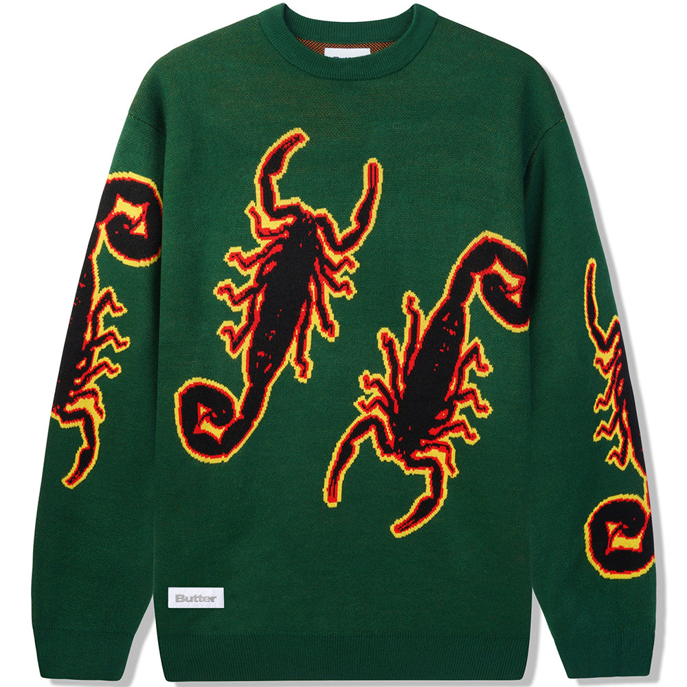 Butter Goods Scorpion Knitted Sweater Forest Green