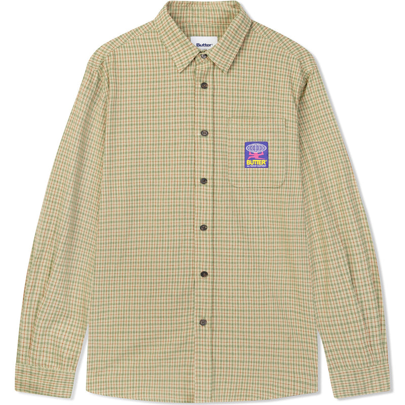 Butter Goods Terrain Long Sleeve Shirt Cream/Forest NOTE shop