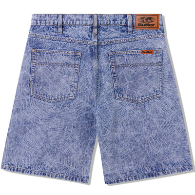 Butter Goods Web Denim Shorts Acid Wash Indigo