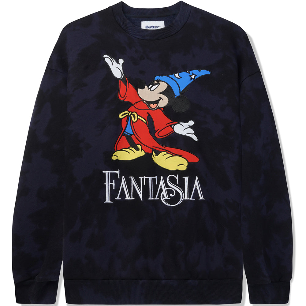 Butter Goods x Fantasia Crewneck Sweatshirt Navy Tie Dye