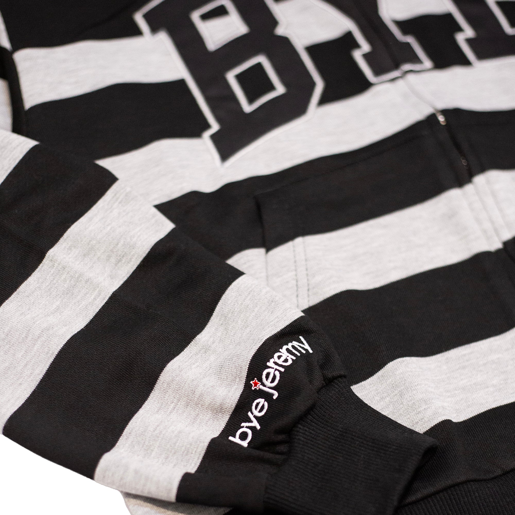 Bye Jeremy Bye Stripes Zip Hoodie Grey/Black