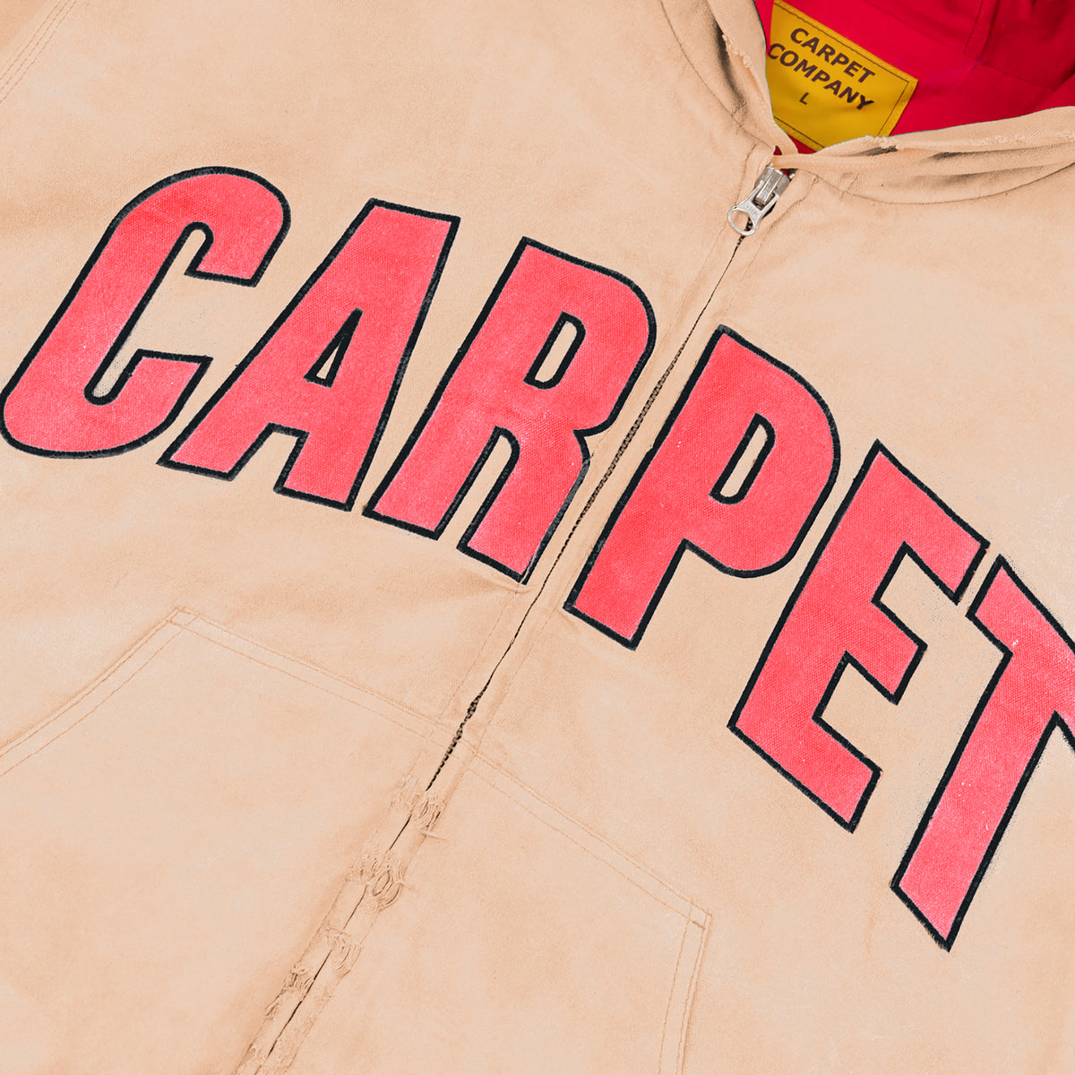 Carpet Company Battered Varsity Work Jacket Washed Tan