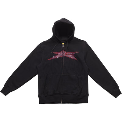 Carpet Company Bizarro Rhinestone Zip-Up Hoodie Black