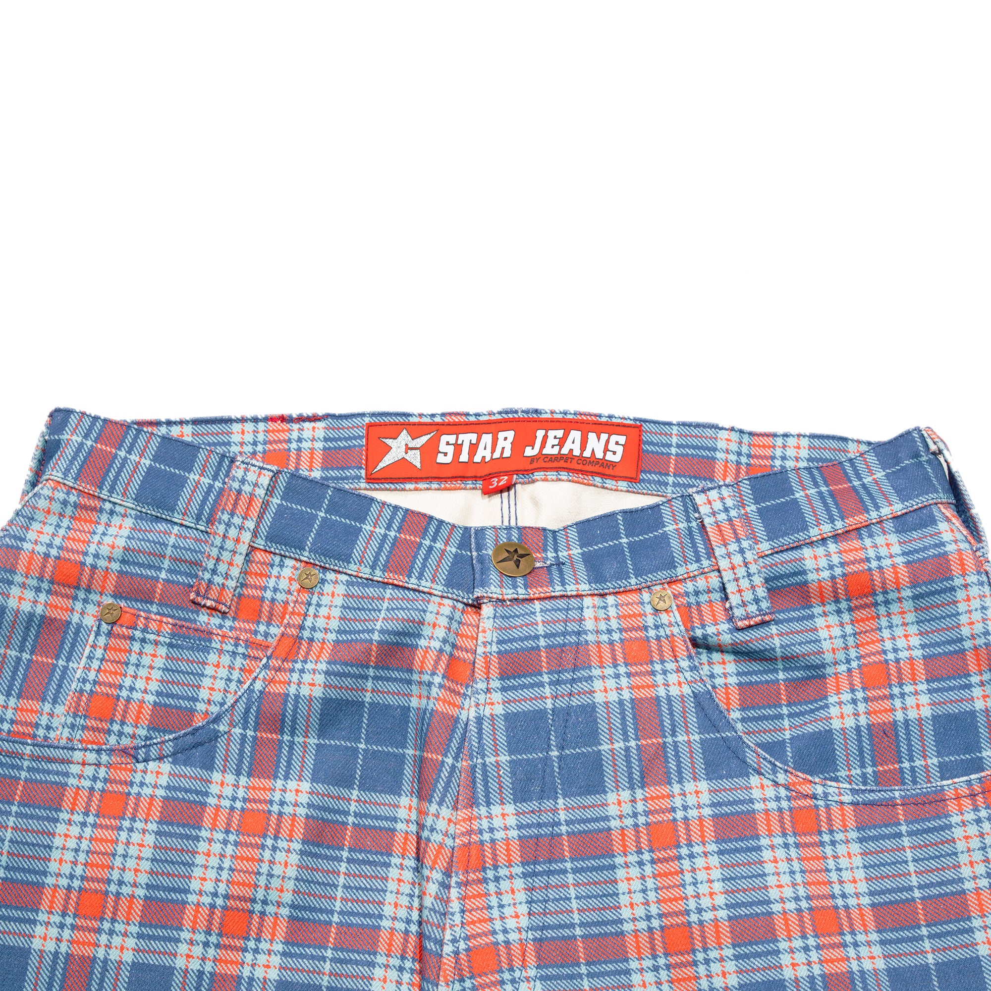 Carpet Company C-Star Plaid Denim Pants Blue