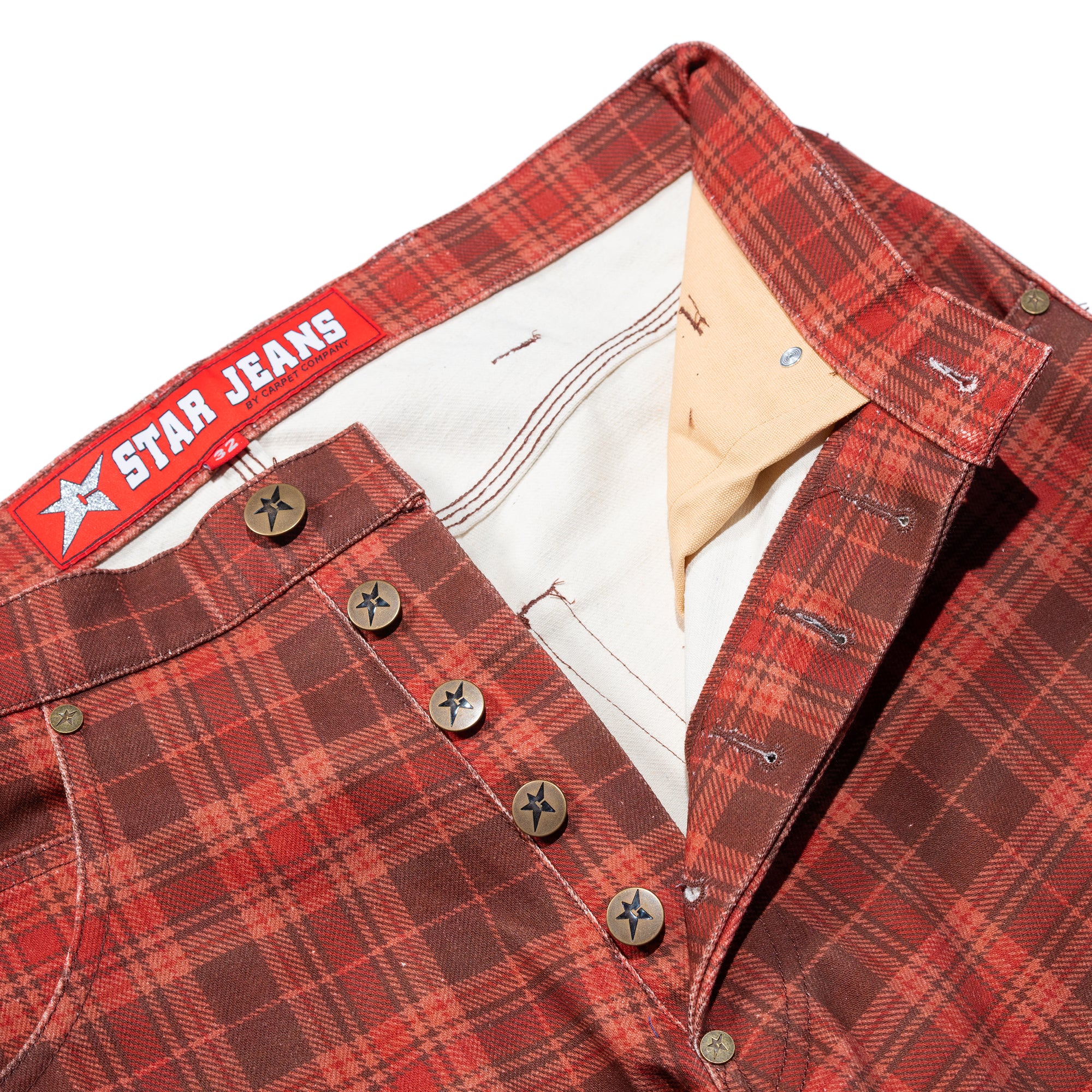 Carpet Company C-Star Plaid Denim Pants Brown