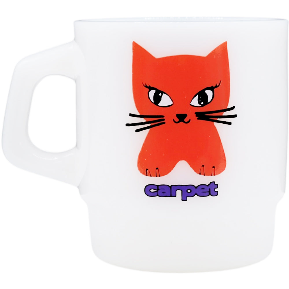 Carpet Company Cat Milk Glass Mug White/Red