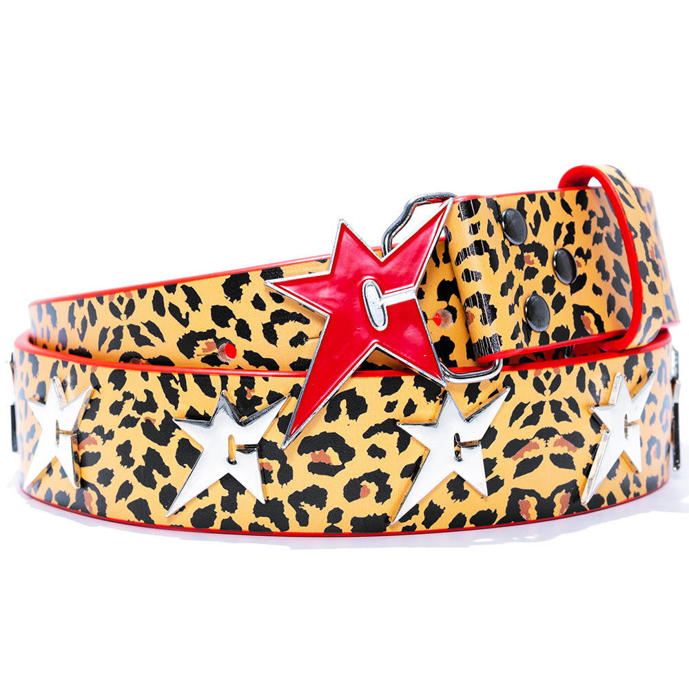 Carpet Company Riveted Leather Belt Cheetah