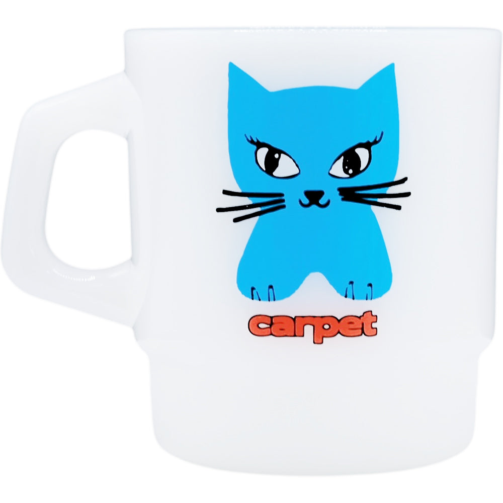 Carpet Company Cat Milk Glass Mug White/Blue