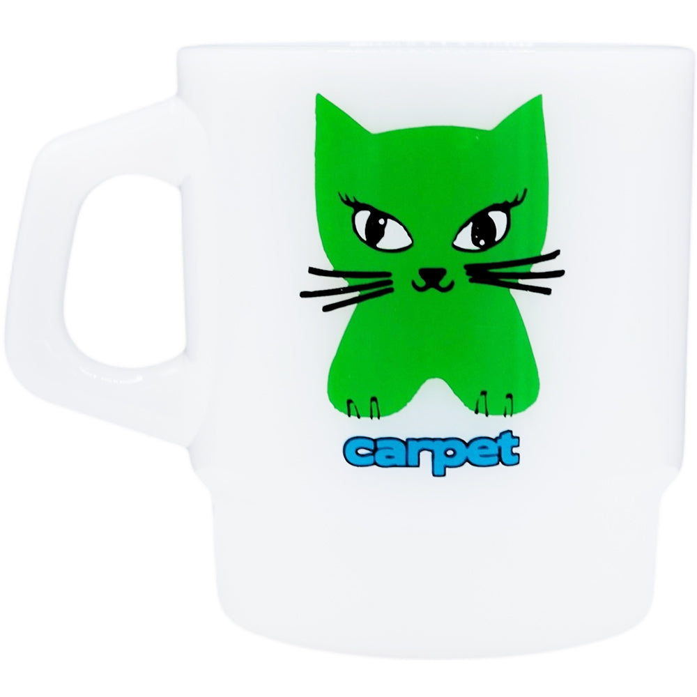 Carpet Company Cat Milk Glass Mug White/Green