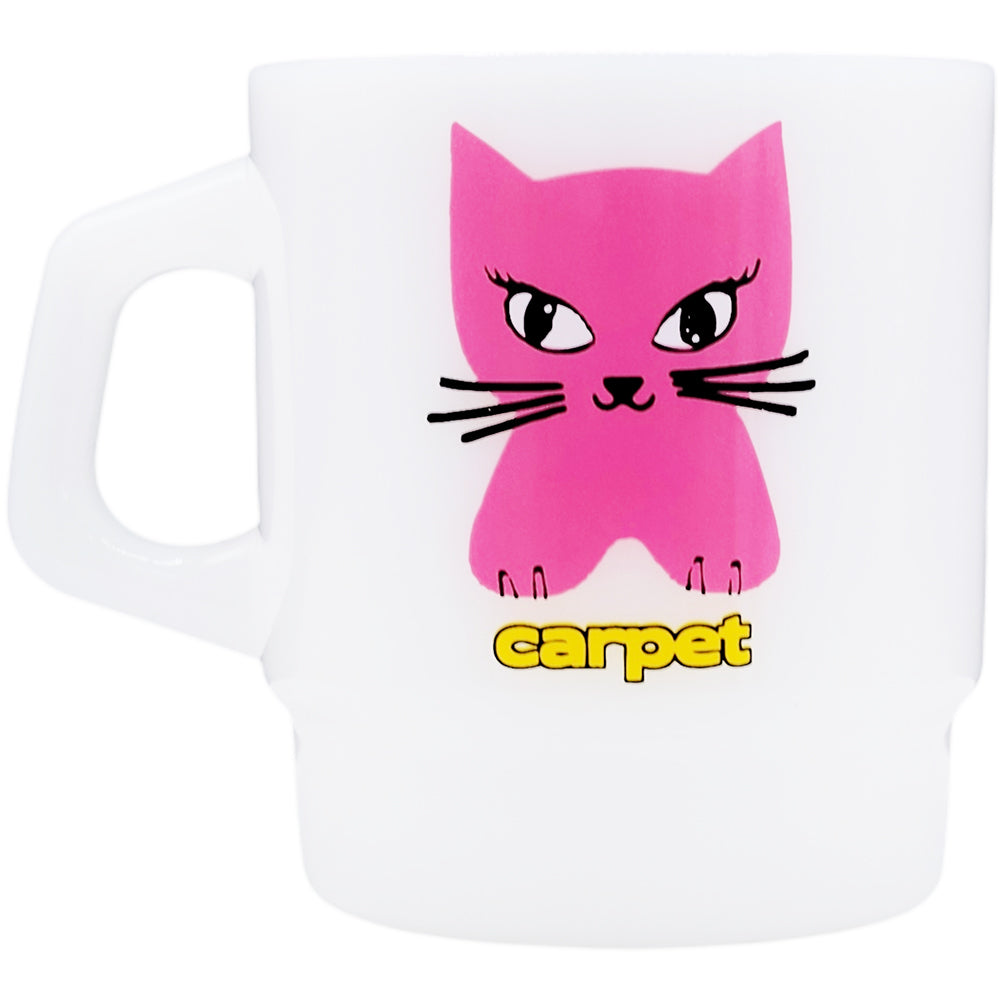 Carpet Company Cat Milk Glass Mug White/Pink