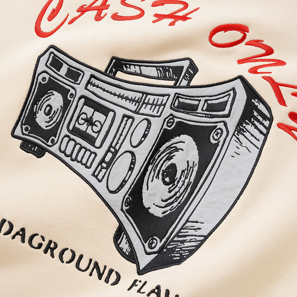 Cash Only Boombox Nylon Applique Crewneck Sweatshirt Cream