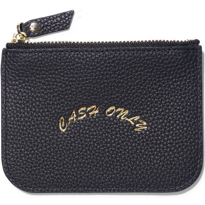 Cash Only Leather Zip Wallet Black