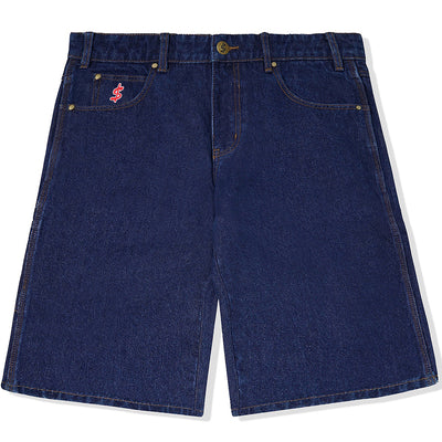 Cash Only Logo Denim Shorts Raw Indigo